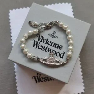 Vivienne Westwood Kitty Pearl Bracelet ブレスレット Kitty Pearl Bracelet in PLATINUM-ROSE-Crystal-ROSE-Enamel